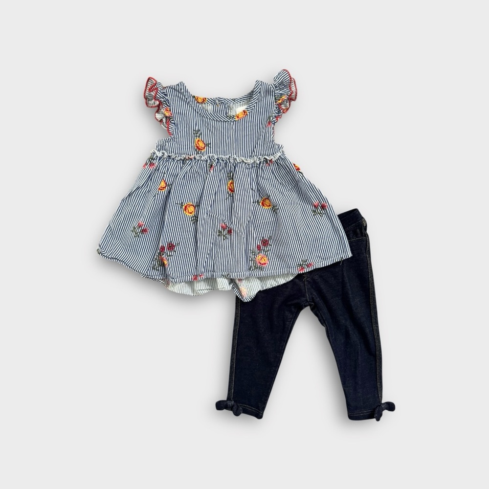 BCBGirls Striped Floral Top and Navy Leggings Set